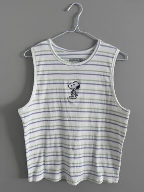 Y2K Vibes Snoopy Embroidered Peanuts Tank Top Shirt Size XL